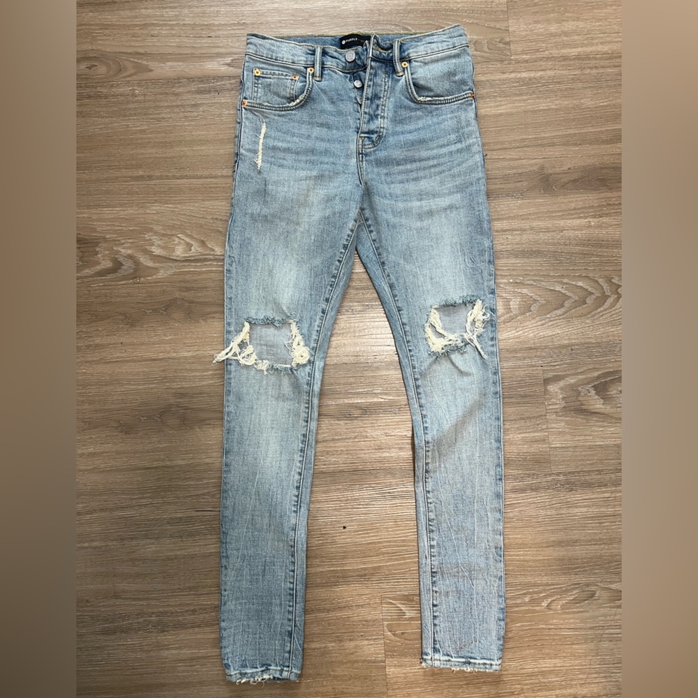 Distressed Light Blue Purple Brand Jeans